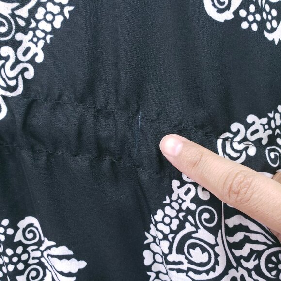 Nf Black and White Floral Geometric Pattern Moo Moo Kaftan Relaxed Maxi Dress - Picture 10 of 16